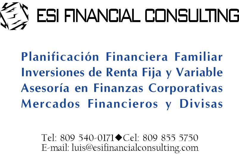 ESI Financial Consulting - Planificaci�n Financiera Familiar, Inversiones de Renta Fija y Variable, Asesor�a en Finanzas Corporativas, Mercados Financieros y Divisas en Rep�blica Dominicana